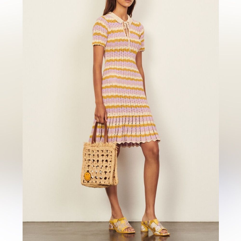 Sandro viscose Multicoloured crochet polo dress